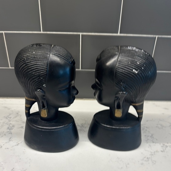 Vintage Ebony and Gold Accent Busts - Picture 5 of 10